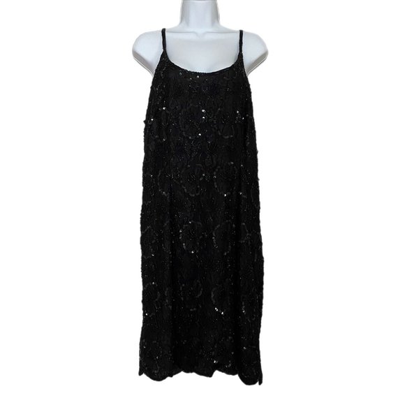 Spaghetti strap V-neckline sequence dress